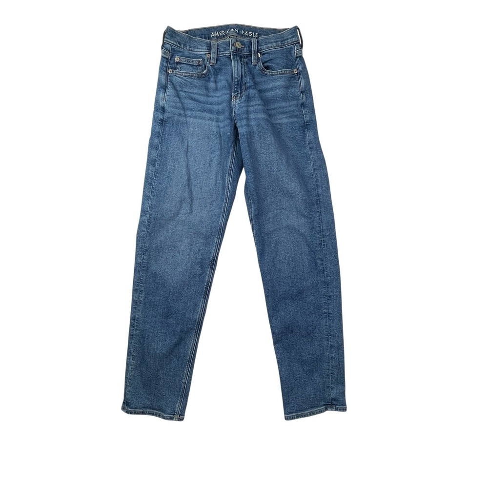 American Eagle 90's Straight Jeans Women's 0 Blue Denim‎ Stretch Medium Wash